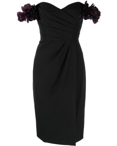 Marchesa Off-the-shoulder Mini Dress - Black