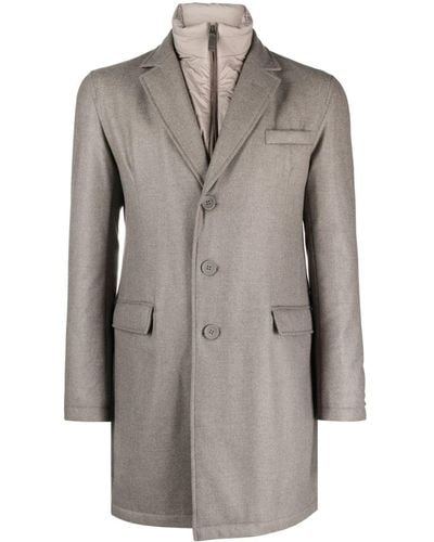 Herno Hybrid High-neck Single-breasted Coat - Grey
