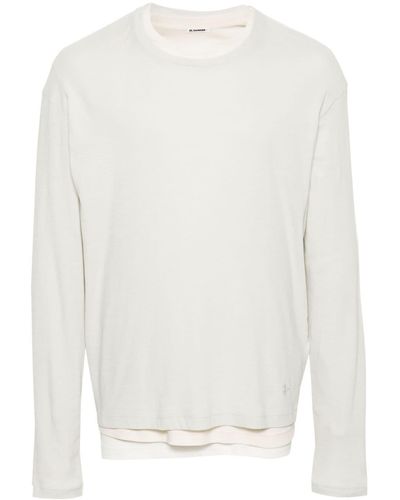Jil Sander T-shirt en coton à design superposé - Blanc