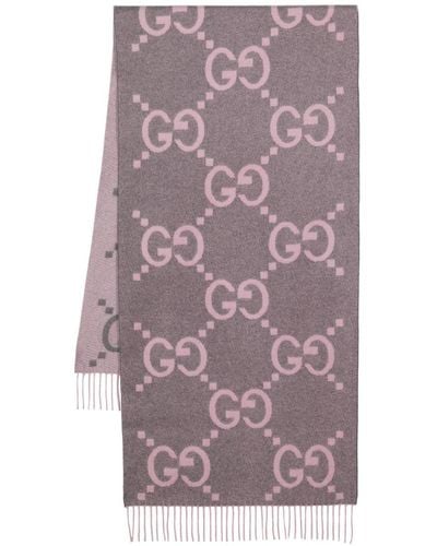 Gucci Écharpe en cachemire à logo GG en jacquard - Violet