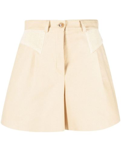 KENZO High-waisted Cotton Shorts - Natural