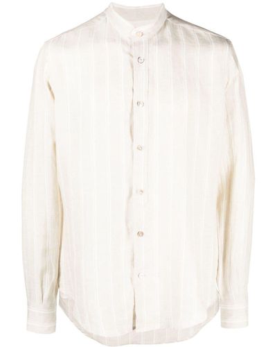 Eleventy Gestreiftes Hemd aus Leinen - Weiß