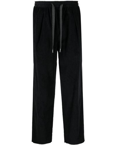 Yoshio Kubo Pantalon en coton à lien de resserrage - Noir