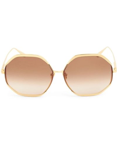 Linda Farrow Camila Hexagonal Sunglasses - Natural