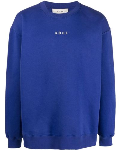 Rohe Logo-print Long-sleeved Sweatshirt - Blue