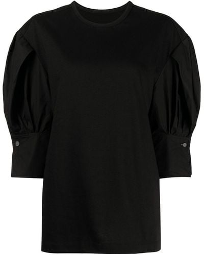 Juun.J Short Puff-sleeved Blouse - Black