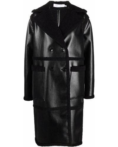 PROENZA SCHOULER WHITE LABEL Manteau en cuir artificiel à boutonnière croisée - Noir