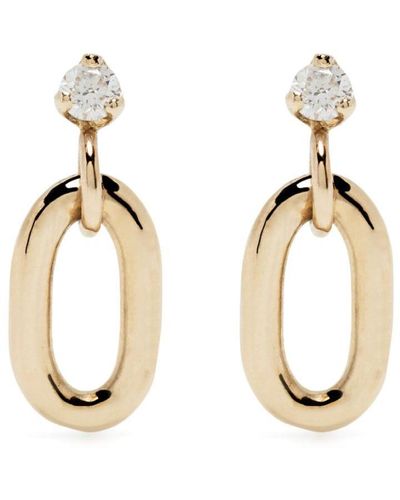 Zoe Chicco 14kt Yellow Gold Oval Diamond Hoop Earrings - Metallic