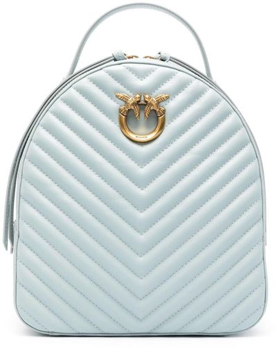 Pinko Love Quilted Leather Backpack - Blue