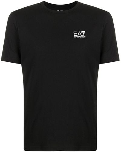 EA7 Camiseta con cuello redondo y logo estampado - Negro