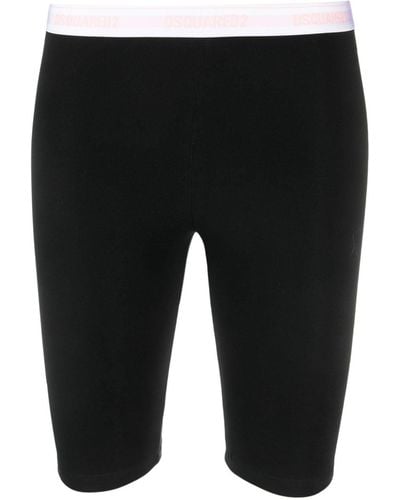 DSquared² Logo-waistband Stretch-cotton Cycling Shorts - Black