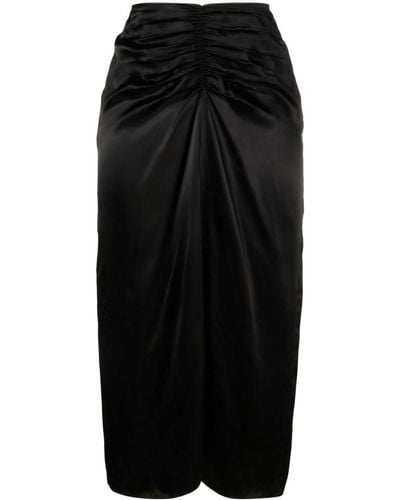 Lanvin Midi-jurk Met Gesmockte Taille - Zwart
