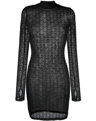 Philipp Plein Mini-jurk Met Monogramprint - Zwart