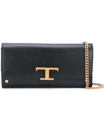Tod's T-logo Clutch Bag - Black
