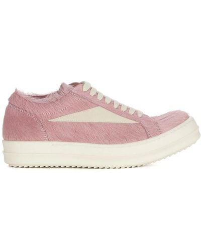 Rick Owens Vintage Lace-up Leather Trainers - Pink