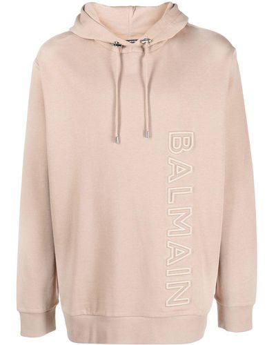Balmain Logo-embossed cotton hoodie - Neutro