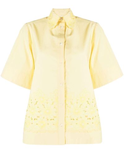 P.A.R.O.S.H. Camisa con bordado inglés y manga corta - Amarillo
