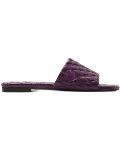 Burberry Quilt Leather Slides - Purple