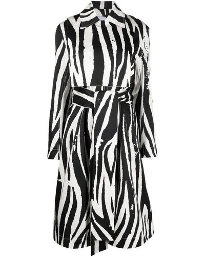 AZ FACTORY Zebra-print Zip-up Trench Coat - Black