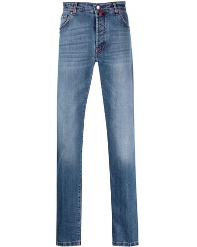 Kiton Straight-leg Washed-denim Jeans - Blue
