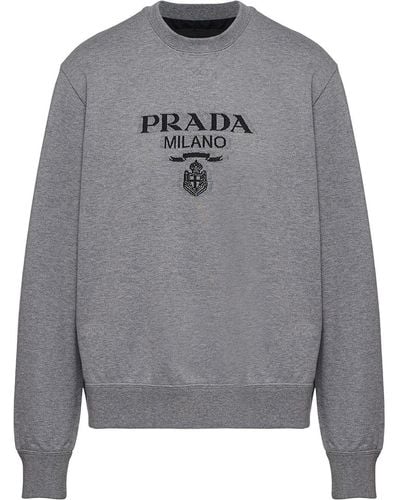 Prada Logo-print Jersey Sweatshirt - Gray