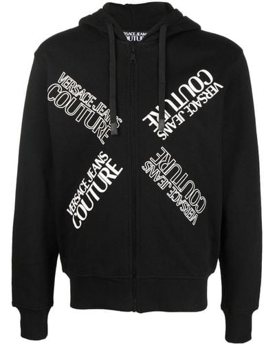 Versace Jeans Couture Kapuzenjacke mit Logo-Print - Schwarz