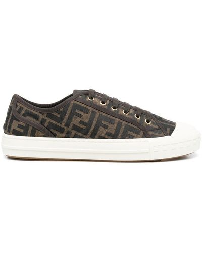 Fendi Sneakers mit Jacquard-Logo - Braun