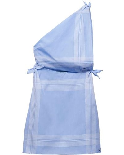 Prada Checked Cotton Minidress - Blue