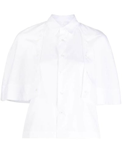 Noir Kei Ninomiya Chemise en coton à manches longues - Blanc