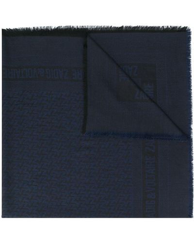 Zadig & Voltaire Cravate à logo en jacquard - Bleu