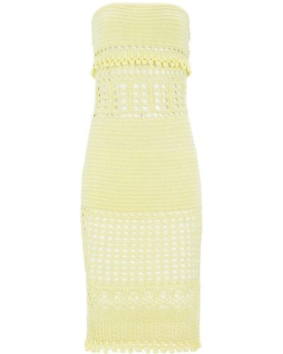 retroféte Caroline Knit Crochet Dress - Yellow