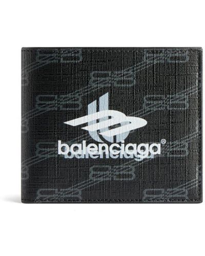Balenciaga Monogram-print Bi-fold Wallet - Black