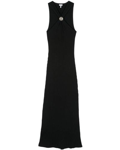 Loewe Anagram Ribbed Cotton Long Dress - Black