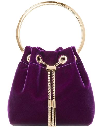 Jimmy Choo Bon Bon Velvet Drawstring Bucket Bag - Purple