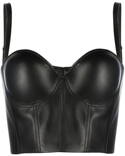Alexander McQueen Leather Bra Top - Black
