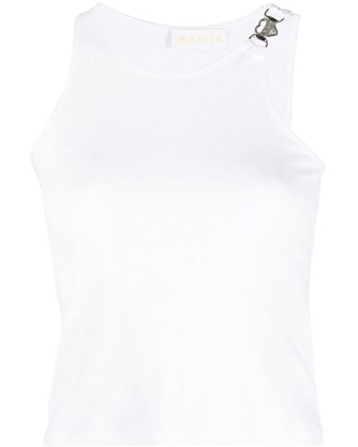 Marcia Logo-plaque Ribbed Tank Top - White