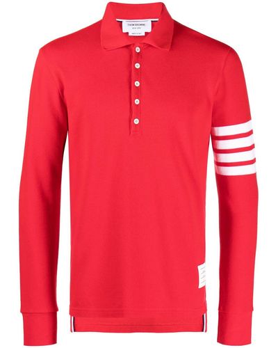 Thom Browne Polo à 4 bandes signature - Rouge