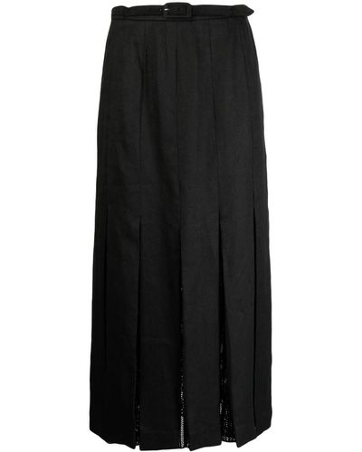 Gabriela Hearst Edith Pleated Linen Skirt - Black