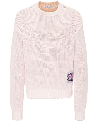 Acne Studios Logo-patch Ribbed Jumper - Pink