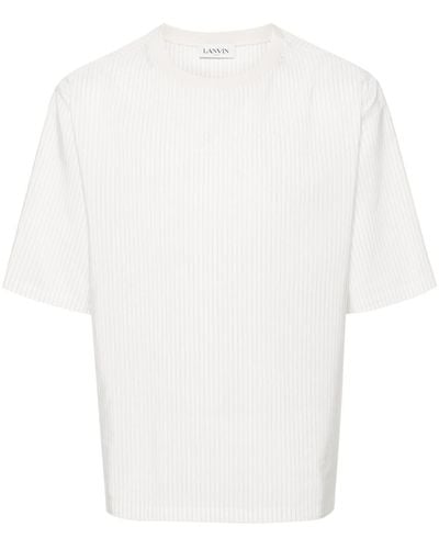 Lanvin Gestreiftes Popeline-T-Shirt - Weiß