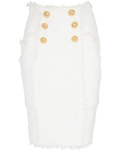 Balmain ボタン ペンシルスカート - ホワイト