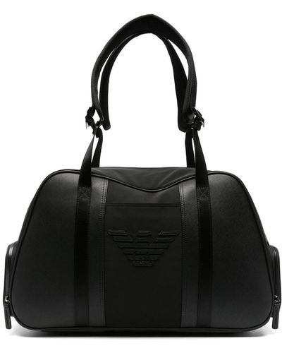 Emporio Armani Logo-patch Panelled Duffle Bag - Black