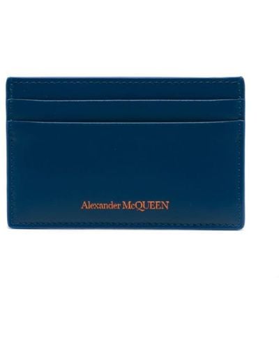 Alexander McQueen Logo-stamp Leather Cardholder - Blue