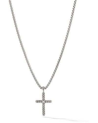 David Yurman Cable Classics Cross Halskette aus Sterlingsilber mit Diamanten - Mettallic