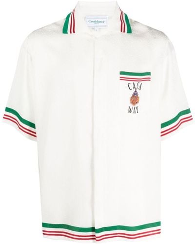 Casablancabrand Graphic-print Regular-fit Silk Shirt - White