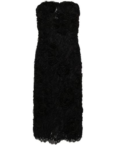 Ermanno Scervino Strapless Lace Midi Dress - Black