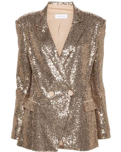 Patrizia Pepe Sequinned Double-breasted Blazer - Brown