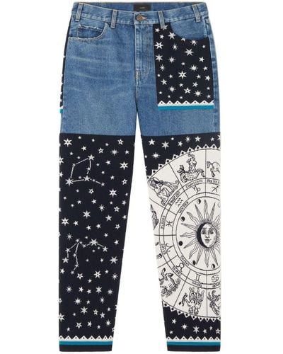 Alanui Astrology Wheel Patchwork Jeans - Blue