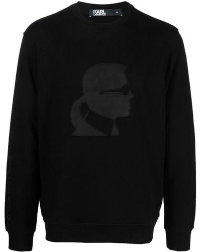 Karl Lagerfeld Logo-patch Crew Neck Sweatshirt - Black
