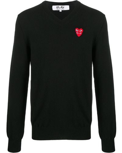 COMME DES GARÇONS PLAY ロゴパッチ Vネックセーター - ブラック